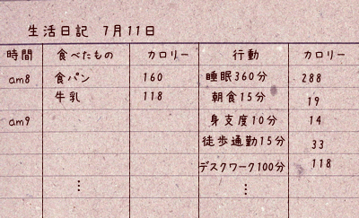 生活日記の記入例